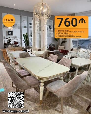 Qonaq otağı üçün, Açılan, Oval masa, 6 stul lalafo.az -da Qonaq otağı üçün, Açılan, Oval masa, 6 stul