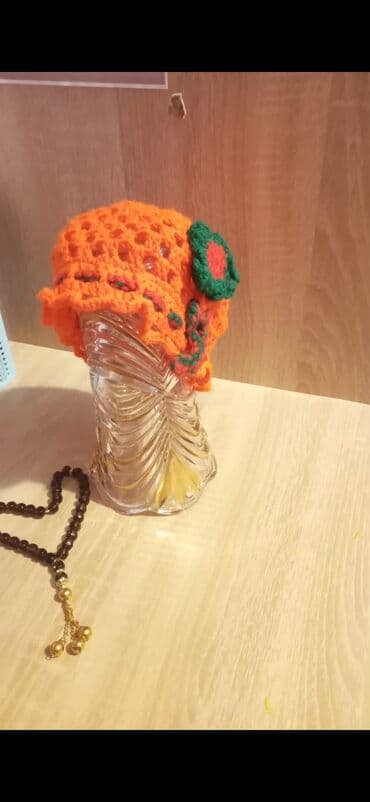 Əl işi uşaq papağı - Papaq: narıncı rəngdə, toxunma (kroşe) texnikası lalafo.az -da Əl işi uşaq papağı - Papaq: narıncı rəngdə, toxunma (kroşe) texnikası