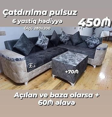 Künc divan dəsti - Ölçü: 280 x 200 sm - Dəst: künc divan + puf/çay lalafo.az -da Künc divan dəsti - Ölçü: 280 x 200 sm - Dəst: künc divan + puf/çay