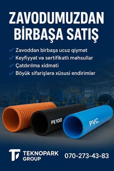 Трубы: Qofralı (koruge), Pe100 su və qaz borularının ən münasib qiymətlə at lalafo.az — 1 Трубы: Qofralı (koruge), Pe100 su və qaz borularının ən münasib qiymətlə — 1