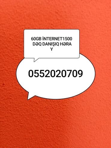 60GB İNTERNET. 1500 DƏQİQƏ HƏRTƏRƏFƏ DANISIQ. 50DƏQİQƏ XARİCƏ.AYDA lalafo.az -da 60GB İNTERNET. 1500 DƏQİQƏ HƏRTƏRƏFƏ DANISIQ. 50DƏQİQƏ XARİCƏ.AYDA