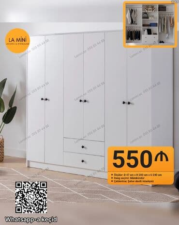 Açılan, 6 qapı Düz dolab, Qarderob, paltar dolabı lalafo.az -da Açılan, 6 qapı Düz dolab, Qarderob, paltar dolabı