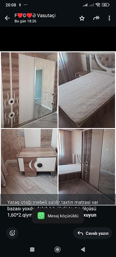 Yataq otağı mebeli satılır.taxtin matrasi var bazası yoxdu.dolab lalafo.az -da Yataq otağı mebeli satılır.taxtin matrasi var bazası yoxdu.dolab