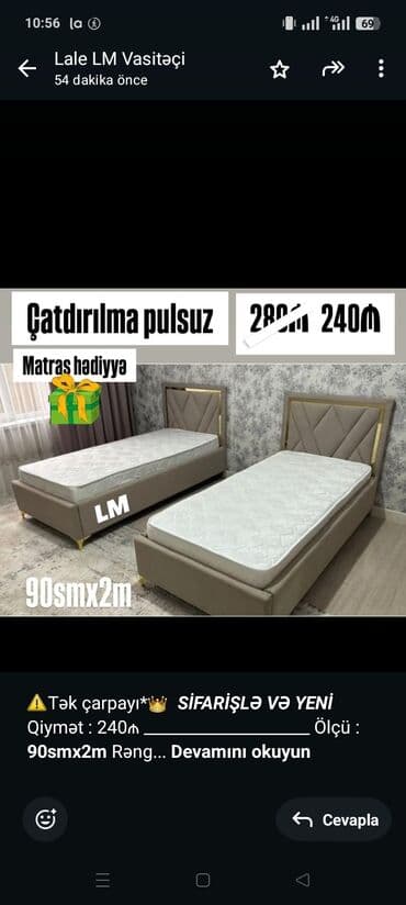 ⚠️Tək çarpayı*👑 _*SİFARİŞLƏ VƏ YENİ*_ Qiymət : 240₼ lalafo.az -da ⚠️Tək çarpayı*👑 _*SİFARİŞLƏ VƏ YENİ*_ Qiymət : 240₼