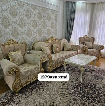 Klassik divan-kreslo dəsti - Komplekt: 1 ədəd üçnəfərlik divan + 2 lalafo.az -da Klassik divan-kreslo dəsti - Komplekt: 1 ədəd üçnəfərlik divan + 2