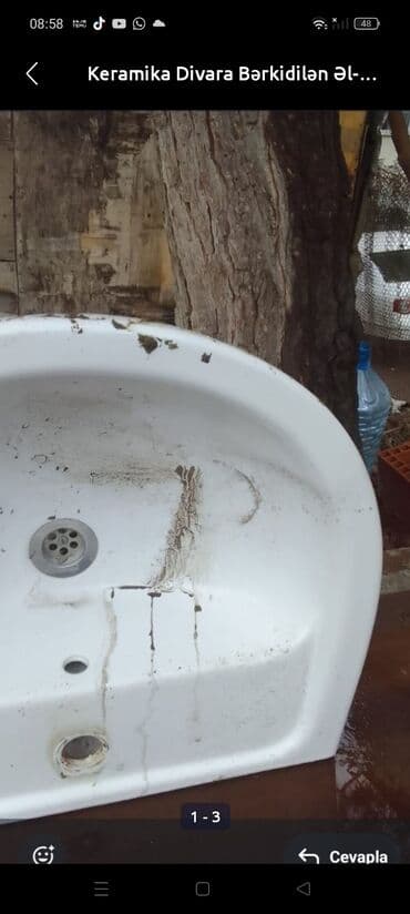 Keramika divara bərkidilən əl‑yuma lavabosu - Material: keramika lalafo.az -da Keramika divara bərkidilən əl‑yuma lavabosu - Material: keramika