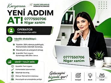 Çağrı mərkəzi operatoru tələb olunur, Yalnız qadınlar üçün, 18-29 yaş, Təcrübəsiz, Aylıq ödəniş lalafo.az -da Çağrı mərkəzi operatoru tələb olunur, Yalnız qadınlar üçün, 18-29 yaş, Təcrübəsiz, Aylıq ödəniş