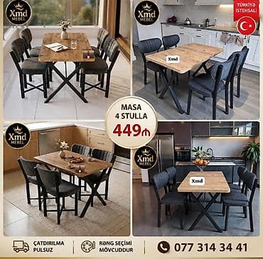 Masa və 4 stul dəsti – Türkiyə istehsalı - Dəst: 1 masa + 4 stul - lalafo.az -da Masa və 4 stul dəsti – Türkiyə istehsalı - Dəst: 1 masa + 4 stul -