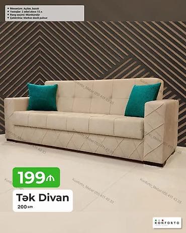 Tək divan – 200 sm – Mexanizm: açılan, bazalı (yataq funksiyası və at lalafo.az Tək divan – 200 sm – Mexanizm: açılan, bazalı (yataq funksiyası və