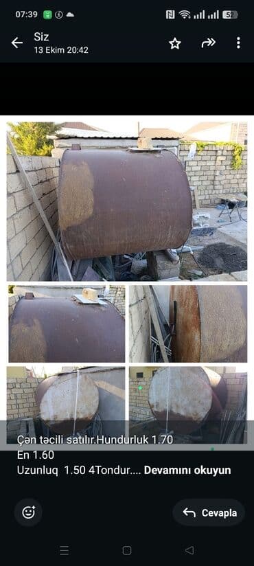Çən təcili satılır.Hundurluk 1.70 En 1.60 Uzunluq 1.50 4Tondur lalafo.az -da Çən təcili satılır.Hundurluk 1.70 En 1.60 Uzunluq 1.50 4Tondur