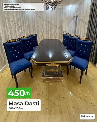Masa Dəsti – 100×200 sm - Mexanizm: Açılmayan - Stul sayı: 6 ədəd - lalafo.az -da Masa Dəsti – 100×200 sm - Mexanizm: Açılmayan - Stul sayı: 6 ədəd -