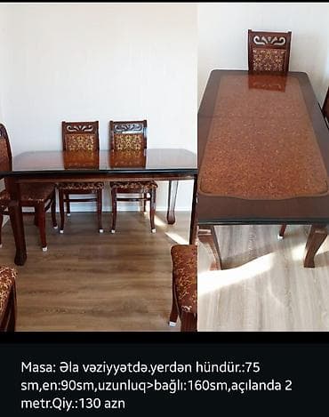 Qonaq otağı üçün, İşlənmiş, Açılan, Dördbucaq masa, 6 stul lalafo.az -da Qonaq otağı üçün, İşlənmiş, Açılan, Dördbucaq masa, 6 stul