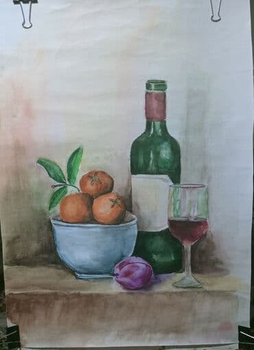 Akvarel natürmort tablo. Vərəqin ölçüsü A2dir və ev dekoru üçün lalafo.az -da Akvarel natürmort tablo. Vərəqin ölçüsü A2dir və ev dekoru üçün