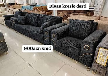 Divan kreslo dəsti - Dəst: 1 geniş divan + 2 kreslo - Rəng: tünd lalafo.az -da Divan kreslo dəsti - Dəst: 1 geniş divan + 2 kreslo - Rəng: tünd