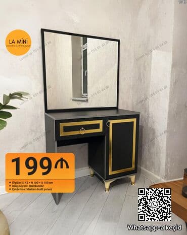 Güzgülü makiyaj masası – LA MİNİ dizayn - Ölçülər: Dərinlik 42 sm × lalafo.az -da Güzgülü makiyaj masası – LA MİNİ dizayn - Ölçülər: Dərinlik 42 sm ×