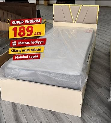 Tək nəfərlik çarpayı dəsti. Minimalist dizaynlı krem rəngli karkas at lalafo.az Tək nəfərlik çarpayı dəsti. Minimalist dizaynlı krem rəngli karkas