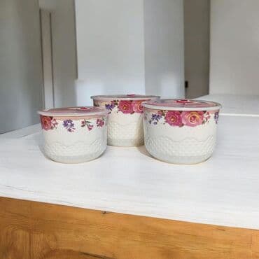 Çömçələr: Keramika saxlama qabları dəsti – 3 ədəd - Material: yüksək lalafo.az -da — 1 Çömçələr: Keramika saxlama qabları dəsti – 3 ədəd - Material: yüksək — 1