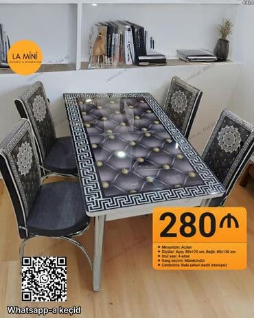 Qonaq otağı üçün, Açılan, Dördbucaq masa, 4 stul lalafo.az -da Qonaq otağı üçün, Açılan, Dördbucaq masa, 4 stul