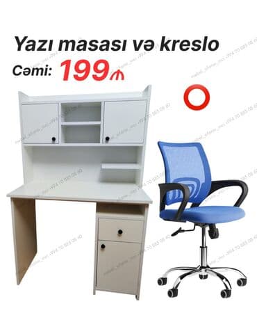 Yazı masası və ofis kreslosu dəsti Masa: - Üst hissədə iki qapalı lalafo.az -da Yazı masası və ofis kreslosu dəsti Masa: - Üst hissədə iki qapalı