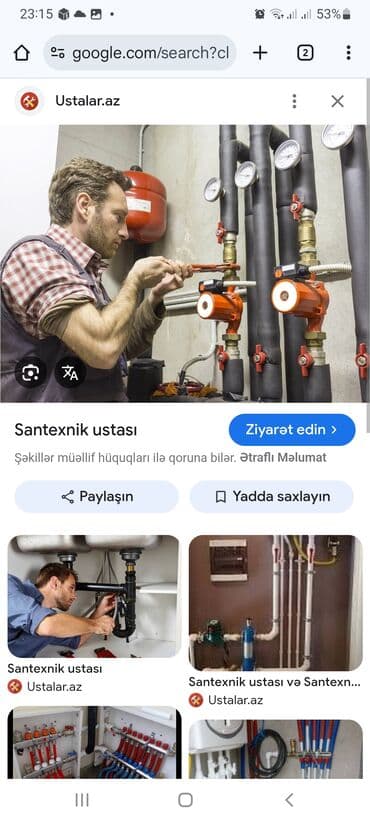 Santexnik ustası tələb olunur, 6 ildən artıq təcrübə, 6/1, Gündəlik ödəniş lalafo.az -da Santexnik ustası tələb olunur, 6 ildən artıq təcrübə, 6/1, Gündəlik ödəniş