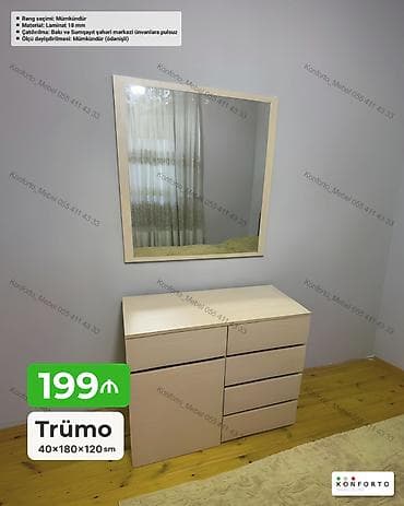 Trümo – güzgülü komod dəsti - Ölçü: 40 × 180 × 120 sm - Material: 18 lalafo.az -da Trümo – güzgülü komod dəsti - Ölçü: 40 × 180 × 120 sm - Material: 18