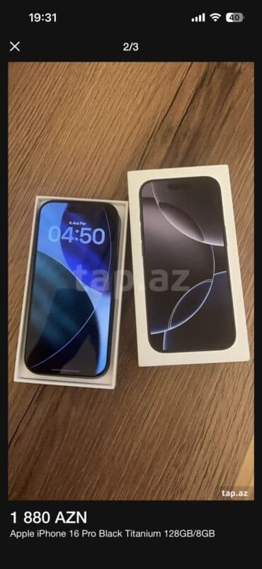 IPhone 16 Pro, 128 GB, Black Titanium, Face ID lalafo.az -da IPhone 16 Pro, 128 GB, Black Titanium, Face ID