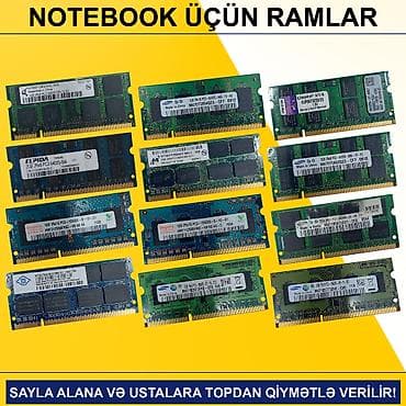 Notebook üçün Ramlar (DDR2/DDR3) SAYLA ALANA VƏ USTALARA TOPDAN lalafo.az -da Notebook üçün Ramlar (DDR2/DDR3) SAYLA ALANA VƏ USTALARA TOPDAN