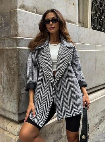 Qadınlar üçün herringbone (balıqqulağı) naxışlı oversize palto - lalafo.az -da Qadınlar üçün herringbone (balıqqulağı) naxışlı oversize palto -