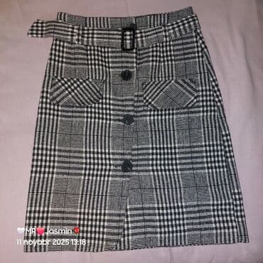 Qara-ağ dama və xətli naxışlı, düyməli ətək. - Klassik “plaid”/qlen lalafo.az -da Qara-ağ dama və xətli naxışlı, düyməli ətək. - Klassik “plaid”/qlen