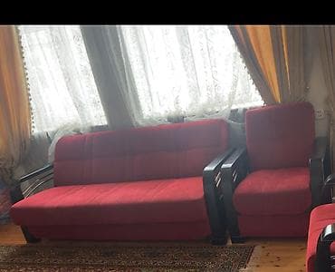 Qırmızı dəst: divan və iki kreslo - Rəng: tünd qırmızı, dekorativ lalafo.az -da Qırmızı dəst: divan və iki kreslo - Rəng: tünd qırmızı, dekorativ