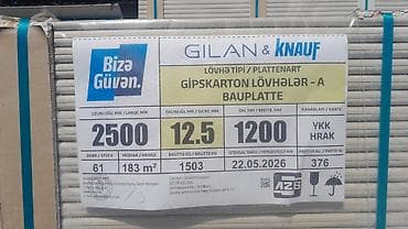 Məhsul: Gilan & Knauf Gipskarton lövhə – A (Bauplatte) Texniki lalafo.az -da Məhsul: Gilan & Knauf Gipskarton lövhə – A (Bauplatte) Texniki