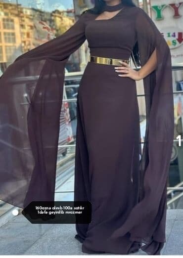 Qadınlar üçün şık ziyafət geyimi - Rəng: tünd qəhvəyi - Model: uzun lalafo.az -da Qadınlar üçün şık ziyafət geyimi - Rəng: tünd qəhvəyi - Model: uzun