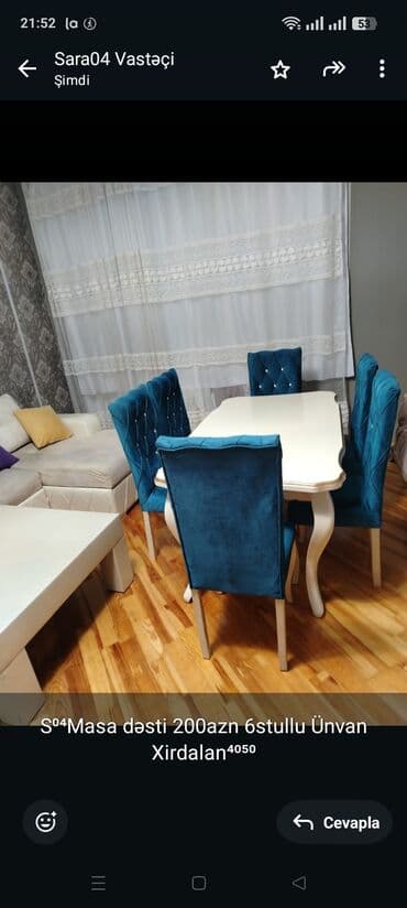 S⁰⁴Masa dəsti 200azn 6stullu Ünvan Xirdalan⁴⁰⁵⁰ lalafo.az -da S⁰⁴Masa dəsti 200azn 6stullu Ünvan Xirdalan⁴⁰⁵⁰