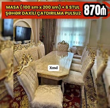 Qonaq otağı üçün, Yeni, Açılmayan, Dördbucaq masa, 6 stul lalafo.az -da Qonaq otağı üçün, Yeni, Açılmayan, Dördbucaq masa, 6 stul