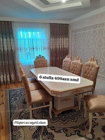Yemək otağı dəsti – klassik dizayn - Dəst: stol + 6 stul - Rəng lalafo.az -da Yemək otağı dəsti – klassik dizayn - Dəst: stol + 6 stul - Rəng