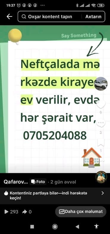 Neftçalanın mərkəzində kirayə ev. - Məkan: şəhərin mərkəzi lalafo.az -da Neftçalanın mərkəzində kirayə ev. - Məkan: şəhərin mərkəzi