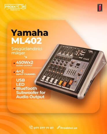 Yamaha ML402USB səs gücləndirici mikşer Yamaha səsgücləndirici 6 kanal lalafo.az -da Yamaha ML402USB səs gücləndirici mikşer Yamaha səsgücləndirici 6 kanal