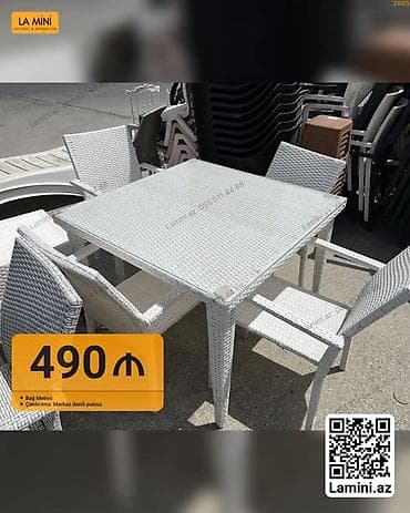 Bağ mebeli dəsti – 1 kvadrat masa + 4 stul - Rəng: açıq-boz/çəhrayı lalafo.az -da Bağ mebeli dəsti – 1 kvadrat masa + 4 stul - Rəng: açıq-boz/çəhrayı
