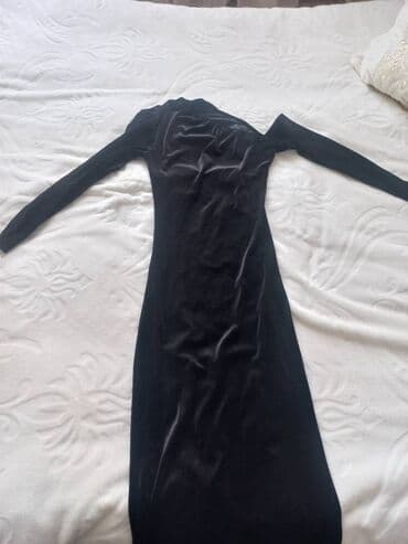 Çiyni açıq villur paltar midi lalafo.az -da Çiyni açıq villur paltar midi