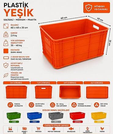 Plastik yeşik(tara,sebet,yesik,qutu) istehsalı. ölçülər 60/40/10sm lalafo.az -da Plastik yeşik(tara,sebet,yesik,qutu) istehsalı. ölçülər 60/40/10sm