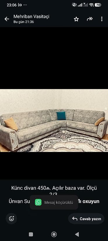 Künc divan 450₼. Açılır baza var. Ölçü 2/3.
Ünvan Sumqayıt (7473)
M Ⓜ️ at lalafo.az Künc divan 450₼. Açılır baza var. Ölçü 2/3.
Ünvan Sumqayıt (7473)
M Ⓜ️