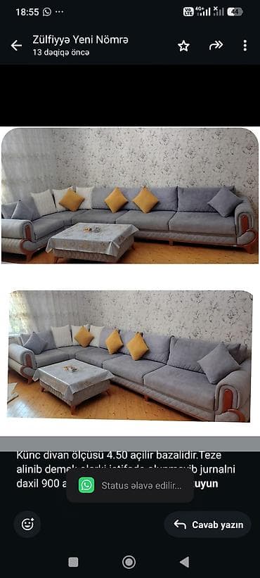 Künc divan ölçüsü 4.50 açilir bazalidir.Teze alinib demek olarki lalafo.az -da Künc divan ölçüsü 4.50 açilir bazalidir.Teze alinib demek olarki