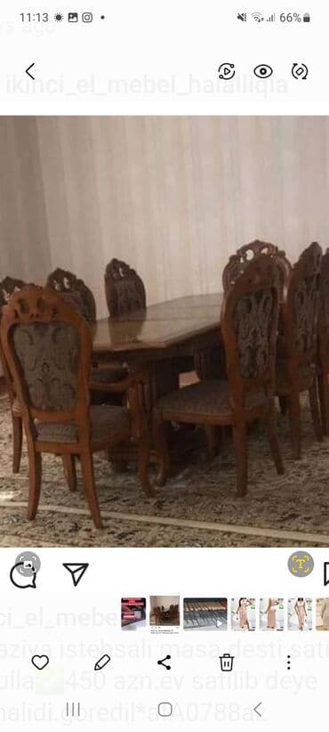 Qonaq otağı üçün, İşlənmiş, Açılan, 8 stul lalafo.az -da Qonaq otağı üçün, İşlənmiş, Açılan, 8 stul