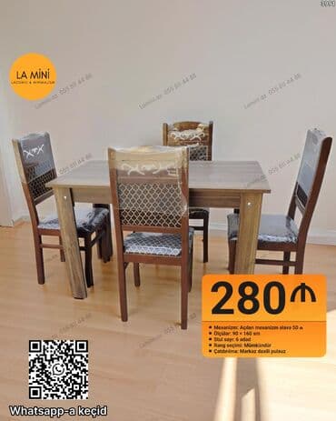 Açılan, Dördbucaq masa, 6 stul lalafo.az -da Açılan, Dördbucaq masa, 6 stul
