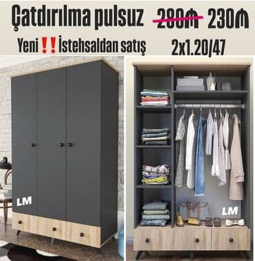 Açılan, 3 qapılı Düz dolab, Qarderob, paltar dolabı lalafo.az -da Açılan, 3 qapılı Düz dolab, Qarderob, paltar dolabı