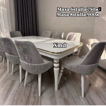 Ağ rəngli, klassik-modern tərzdə yemək dəsti. Düzbucaqlı masa lalafo.az -da Ağ rəngli, klassik-modern tərzdə yemək dəsti. Düzbucaqlı masa