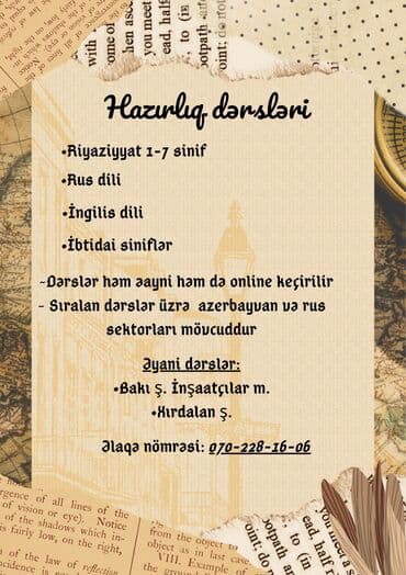 Repetitor, Riyaziyyat, Azərbaycan dili, Rus dili lalafo.az -da Repetitor, Riyaziyyat, Azərbaycan dili, Rus dili