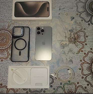 IPhone 15 Pro Max, 256 GB, Natural Titanium, Simsiz şarj, Face ID, Sənədlərlə lalafo.az -da IPhone 15 Pro Max, 256 GB, Natural Titanium, Simsiz şarj, Face ID, Sənədlərlə