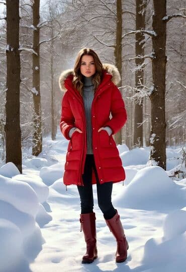 Qış üçün qadın kurtkası – qırmızı, kapüşonlu, isti şişmə model lalafo.az -da Qış üçün qadın kurtkası – qırmızı, kapüşonlu, isti şişmə model