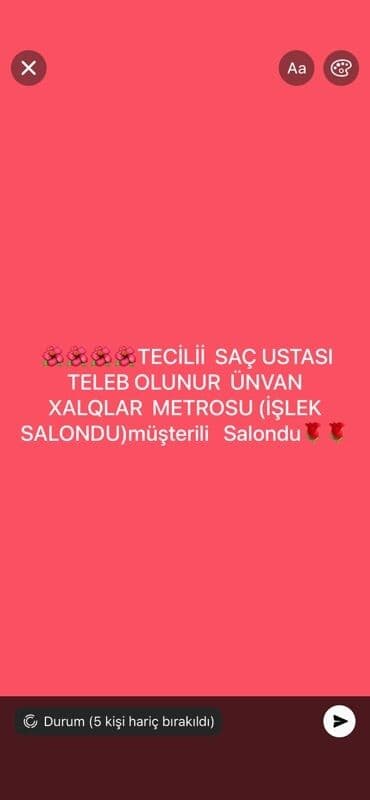 Xidmət: Saç ustası üçün vakansiya Təsvir: - İş yeri: Xalqlar metrosu lalafo.az -da Xidmət: Saç ustası üçün vakansiya Təsvir: - İş yeri: Xalqlar metrosu